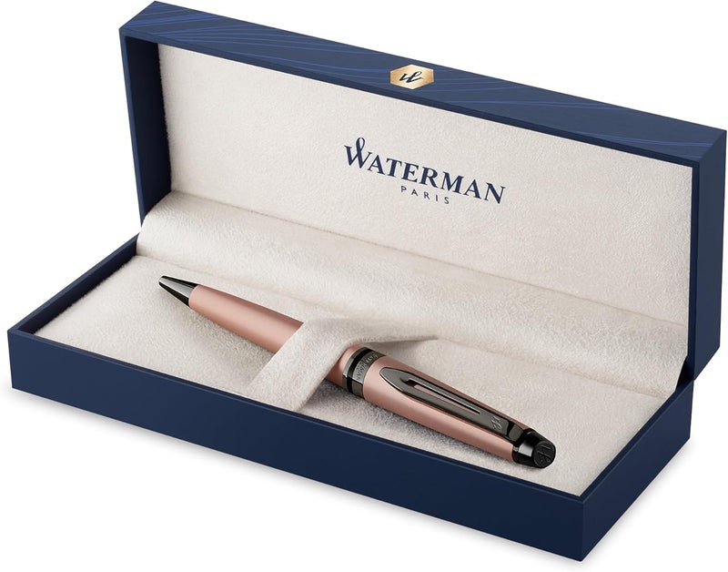 Waterman Expert Ballpoint Pen - Metallic Rose Gold Lacquer with Ruthenium Trim, Medium Point, Blue Ink, Gift Box - Image 1